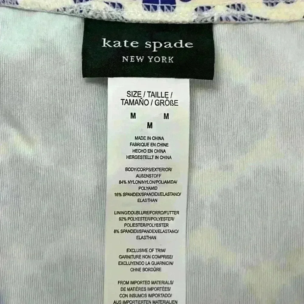 Kate Spade NWT Bikini Set Blueberry Colored Shells on a White Background Size M